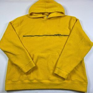 Vintage Old Navy Fleece Hoodie Sweatshirt Men's XL Yellow Embroidered Y2K 2000's